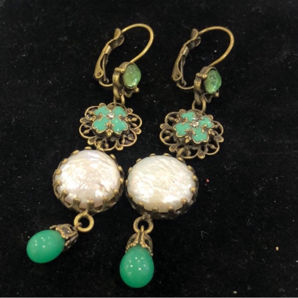 Vintage Vibe Green & Pearl Earring,Boutique-NWT
